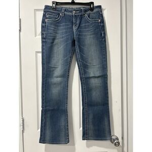 Miss Me Jeans Women 31 Boot Cut Cross Wings Embellished Pockets Medium Wash